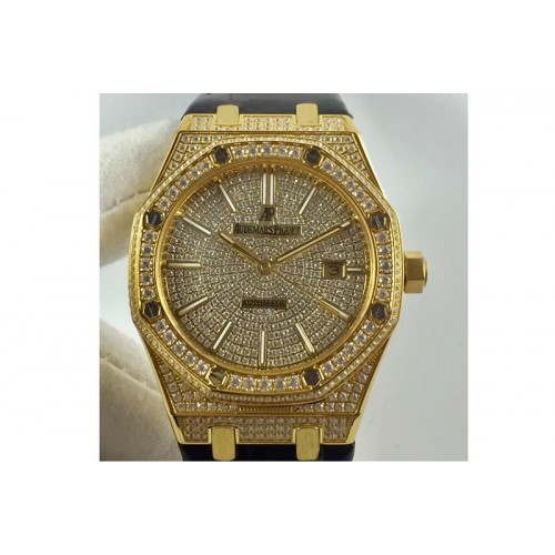 Audemars Piguet Royal Oak 41mm 15402 YG Full Paved Diamonds JF 1:1 Diamonds Dial A3120