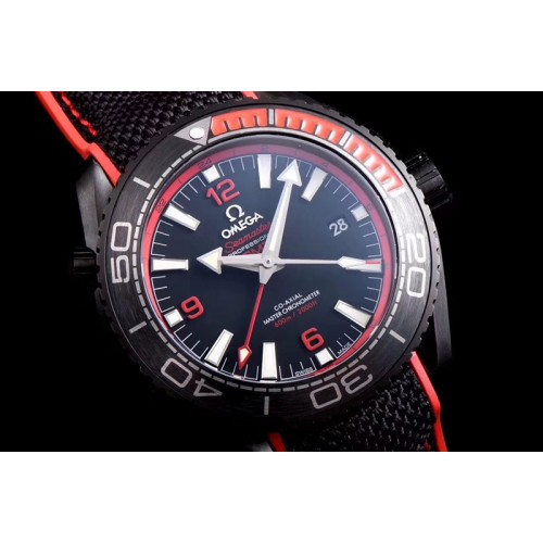 Omega Seamaster Planet Ocean 600M The Deep Black In Red GMT JH Ceramic Black Dial Swiss 8906