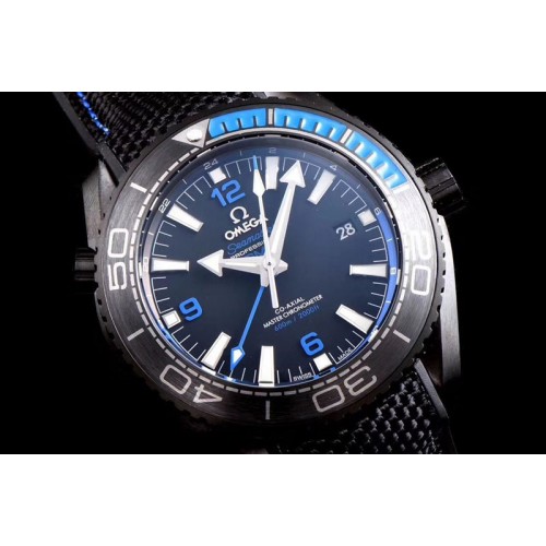 Omega Seamaster Planet Ocean 600M The Deep Black In Blue GMT JH Ceramic Black Dial Swiss 8906