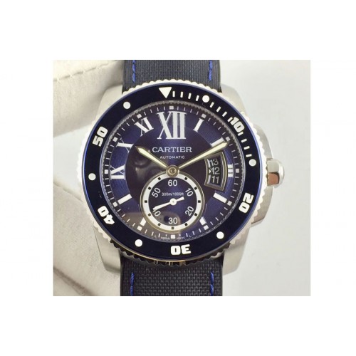 Calibre de Cartier Diver TF 1:1 Best Edition SS Blue Dial Strap A23J