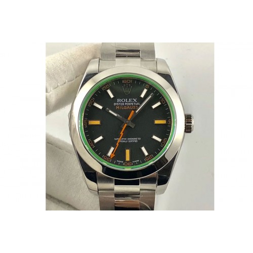 Rolex Milgauss 116400 GV ARF 1:1 Green Sapphire Black Dial on SS Bracelet SA3131