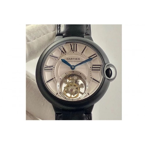 Cartier Ballon Bleu 42mm DLC Tourbillon White Dial