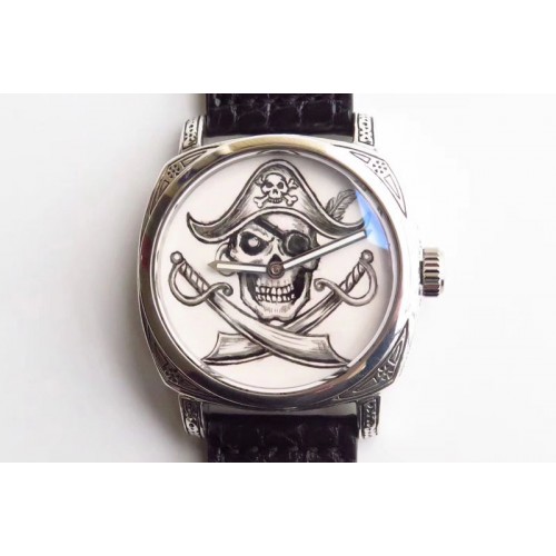 Panerai Radiomir 47mm Solid Silver Engraved Case Chrome Heart One Piece Dial