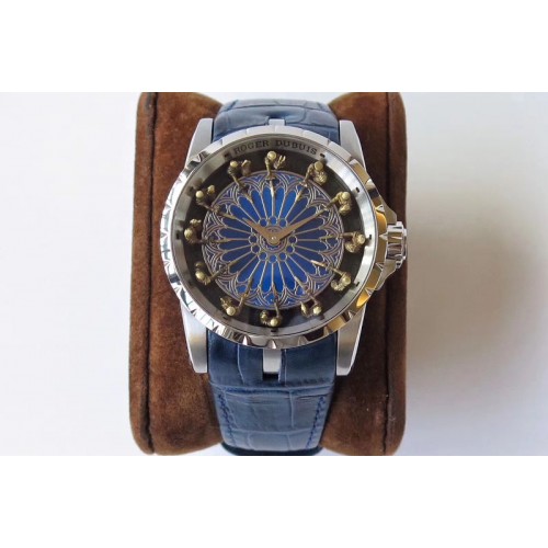Roger Dubuis Excalibur Knights of the Round Table II RG Blue Checkerboard Dial MIYOTA 6T15