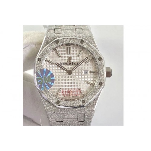 Audemars Piguet Royal Oak 33mm 15000 Satin-polished SS OM Best Edition White Dial on SS Bracelet Quartz