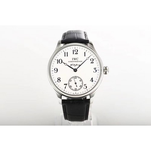IWC Portuguese IW544202 SS GSF 1:1 Best Edition White Dial on Black Leather Strap