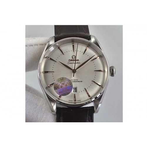 Omega Seamaster Chronometer SS Best Edition White Dial On Brown Leather Strap A8800