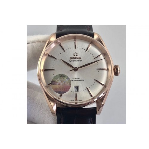 Omega Seamaster Chronometer RG Best Edition White Dial On Brown Leather Strap A8800