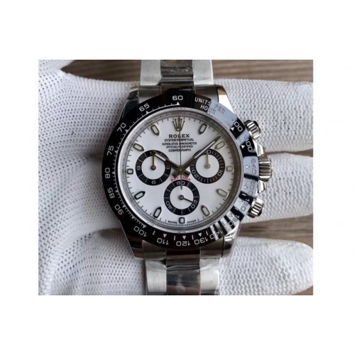 Rolex Daytona 116500 SS Case Black Ceramic Bezel Noob 1:1 Best Edition White Dial On SS Bracelet SA4130