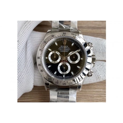 Rolex Daytona 116520 SS Case Noob 1:1 Best Edition Black Dial On SS Bracelet SA4130