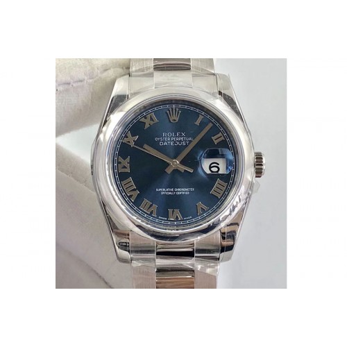 Rolex DateJust 36 SS 116200 ARF 1:1 Best Edition Blue Dial Roman Markers on SS Oyster Bracelet SA3135