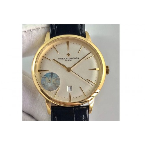 Vacheron Constantin Patrimony 85150 YG MKF 1:1 Best Edition Silver White Dial on Black Leather MIYOTA 9015 to Cal.2450SC