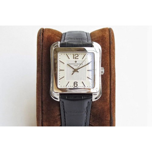 Vacheron Constantin Historiques 86300 SS GSF 1:1 Best Edition White dial on black leather strap MIYOTA9015