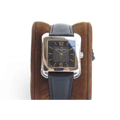 Vacheron Constantin Historiques 86300 SS GSF 1:1 Best Edition Black dial on black leather strap MIYOTA9015