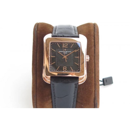 Vacheron Constantin Historiques 86300 RG GSF 1:1 Best Edition Black dial on black leather strap MIYOTA9015