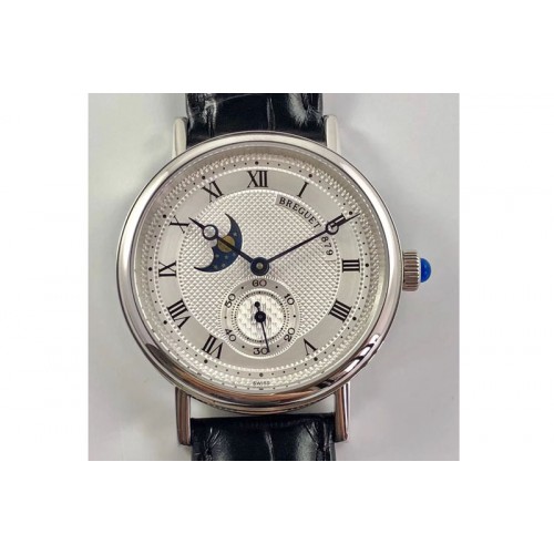 Breguet Classique 4396 Complicated SS White Textured Dial Leather Strap Cal.5165R