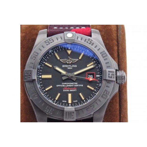 Breitling Avenger BlackBird V17311 44mm DLC ZF 1:1 Best Edition Titanium Case Black Dial on Leather Strap A2824
