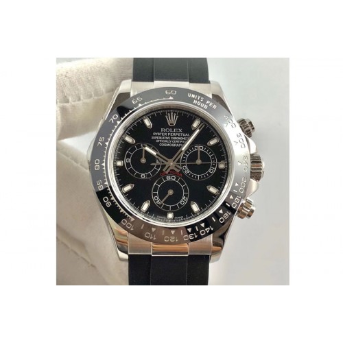 Rolex Daytona 116519 LN 904L ARF 1:1 Best Edition Silver Gray Dial on Rubber Strap A4130