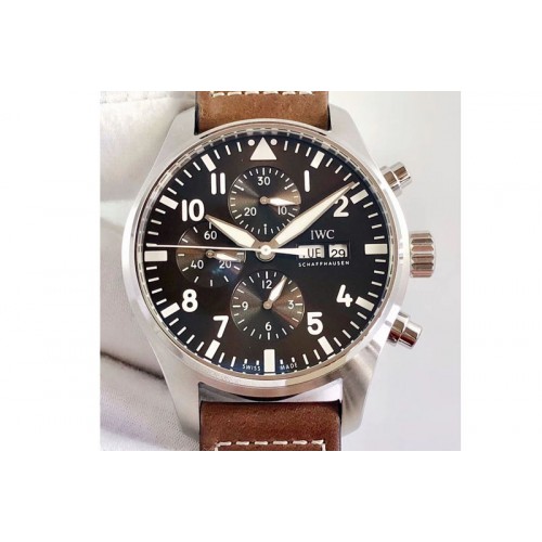 IWC Pilot Chrono IW377713 ZF 1:1 Best Edition Brown Dial on Brown Leather Strap A7750