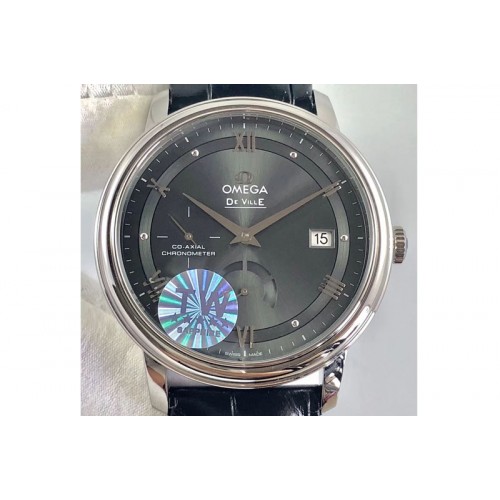 Omega De Ville Prestige Real Power Reserve SS TW 1:1 Best Edition Gray Dial on Black Leather A2824