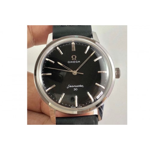 Omega Seamaster 30 1962 SS TW Best Edition Black Dial Silver Markers On Black Leather Strap MIYOTA 8215