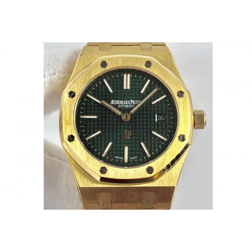 Audemars Piguet Royal Oak 39mm 15202 YG Green Dial on SS Bracelet MIYOTA9015