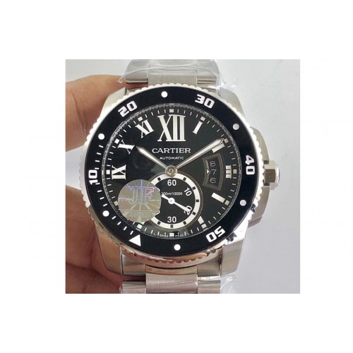 Calibre de Cartier W7100056 SS JJF 1:1 Best Edition Black Dial SS Bracelet 23J Calibre de Cartier W7100056 SS JJF 1:1 Best Edition Black Dial SS Bracelet 23J