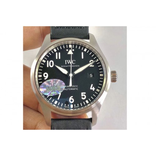 IWC MARK XVIII Le Petit Prince IW327001 SS MKS V2 1:1 Best Edition Black Dial ON Black Leather Strap M9015