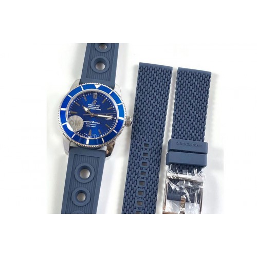 Breitling SuperOcean 42mm A17321 SS 1:1 Best Edition Blue Dial Blue Bezel on Blue Rubber strap A2824