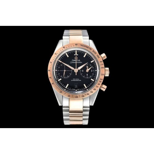 Omega Speedmaster '57 Co-Axial RG/SS OMF 1:1 Best Edition Black Dial White Markers on RG/SS Bracelet A9300