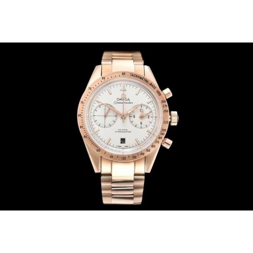 Omega Speedmaster '57 Co-Axial RG OMF 1:1 Best Edition White Dial White Markers on RG Bracelet A9300