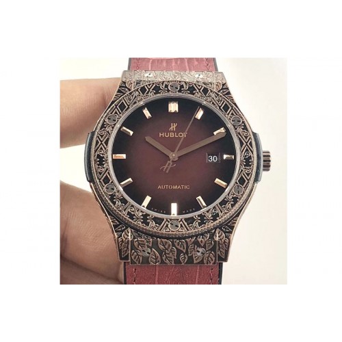 Hublot Classic Fusion 45mm RG Engravings Case SRF Best Edition Red dial On Red Gummy Strap A2892(Free box) Hublot Classic Fusion 45mm RG Engravings Case SRF Best Edition Red dial On Red Gummy Strap A2892(Free box)