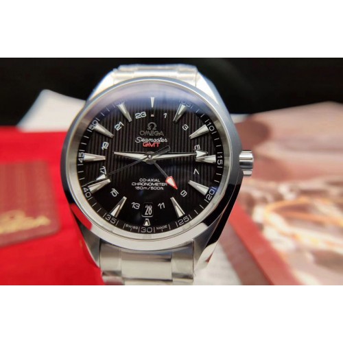 Omega Aqua Terra 150M GMT SS VSF 1:1 Best Edition Black Textured Dial on SS Bracelet VS8605 Omega Aqua Terra 150M GMT SS VSF 1:1 Best Edition Black Textured Dial on SS Bracelet VS8605