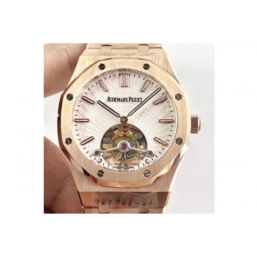 Audemars Piguet AP Royal Oak Tourbillon R8 factory RG/RG White Dial Cal.2924 Tourbillon
