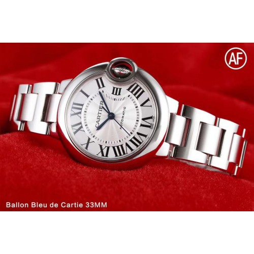 Cartier Ballon Bleu 33mm SS AF 1:1 Best Edition White Textured Dial on SS Bracelet Cal.076