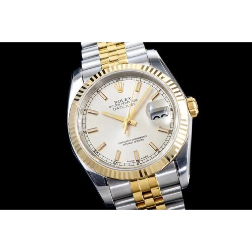 Rolex DateJust 36 SS/YG 126233 ARF 1:1 Best Edition Silver Dial Stick Markers on SS/YG Jubilee Bracelet SH3135