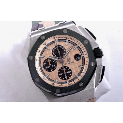 Audemars Piguet Royal Oak Offshore 2018 SIHH �Combat� 44mm JF 1:1 Best Edition Green Ceramic Bezel on Camo Rubber Strap A3126 (P