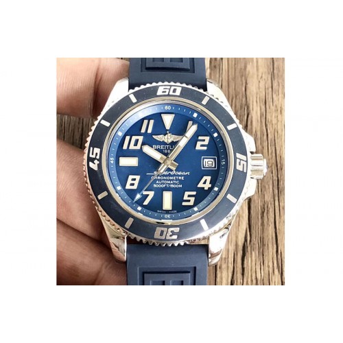 Breitling SuperOcean Abyss A17364 42mm ZF 1:1 Best Edition Blue Dial Blue Inner on Blue rubber strap A2824