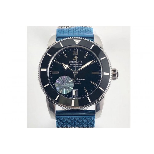 Breitling SuperOcean 42mm AB2010 SS GF 1:1 Best Edition Black Dial Black Ceramic Bezel on SS Bracelet Miyota 9015