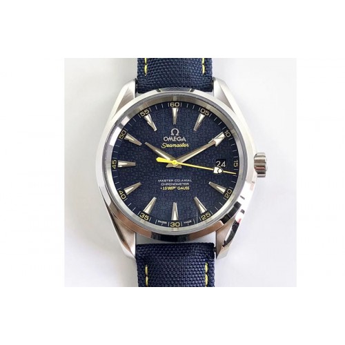 Omega Aqua Terra 150M SS VSF 1:1 Best Edition Blue Textured Dial on Blue Nylon Strap VS8507