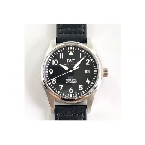 IWC MARK XVIII IW327001 SS V7 1:1 Best Edition Black Dial Black Leather Strap Swiss eta 2892