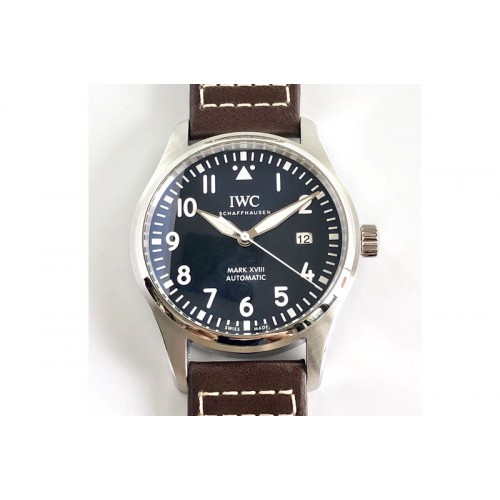 IWC MARK XVIII IW327004 SS V7 1:1 Best Edition Blue Dial Brown Leather Strap Swiss eta 2892