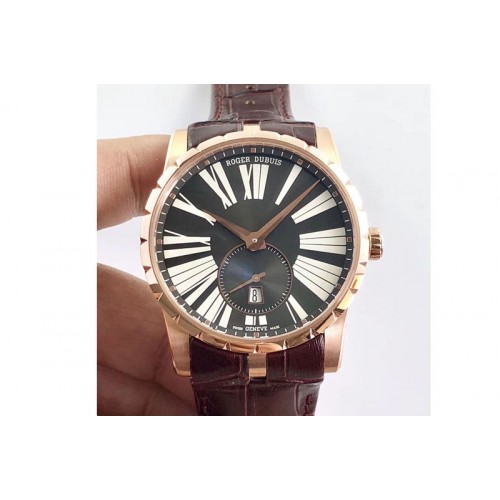 Roger Dubuis Excalibur 42mm Dbex0536 RG RDF 1:1 Best Edition Gray Dial on Brown Leather Strap A830