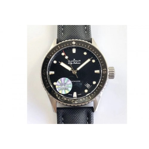 Blancpain Fifty Fathoms Bathyscape Ti Case Ceramic Bezel GF 1:1 Best Edition Black Dial on Nylon Strap A1315