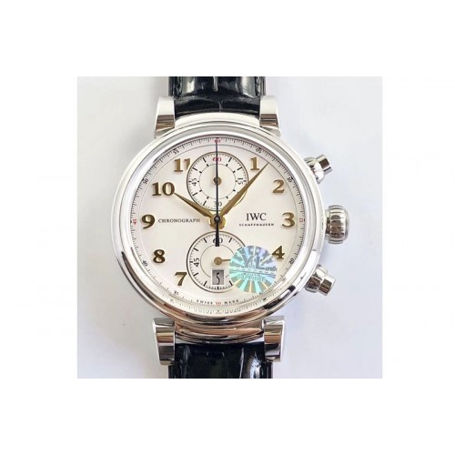 IWC Da Vinci Chrono Laureus IW393402 SS YLF 1:1 Best Edition White Dial Gold Markers A7750