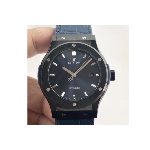 Hublot Classic Fusion 511.NX.1170.LR 42mm PVD JJF 1:1 Best Edition Blue Dial on Blue Gummy Strap A2892