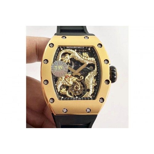 Richard Mille RM057 Tourbillon YG Dragon Dial on Black Rubber Strap