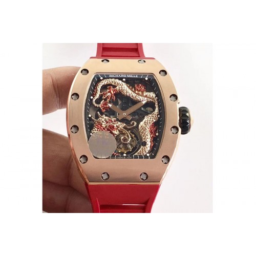Richard Mille RM057 Tourbillon RG Dragon Dial on Red Rubber Strap