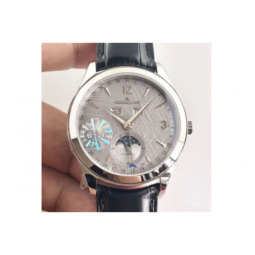 Jaeger-LeCoultre Master Calendar OMF 1:1 Best Edition Gray Textured Dial on Black Leather Strap A866