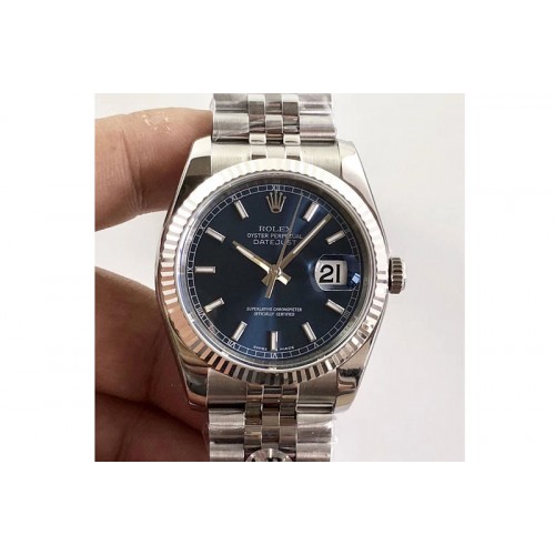 Rolex DateJust 36 116234 SS V2 904L ARF 1:1 Best Edition blue Dial on 904L SS Jubilee Bracelet SA3135